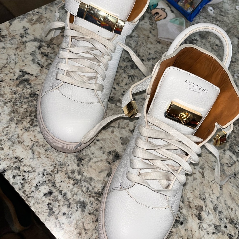 Buscemi White Sneakers with Gold Hardware - Picture 2 of 5